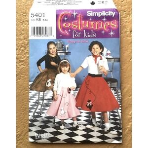 Simplicity 5401 Girls 1950s Poodle Skirt Sewing Pattern Sizes 7-12 Costume Cut